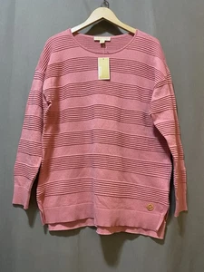 Nuevo con etiquetas Suéter Michael Kors Mujer Manga Larga Mezcla de Algodón Puntada Talla L Rosebud - Imagen 1 de 14