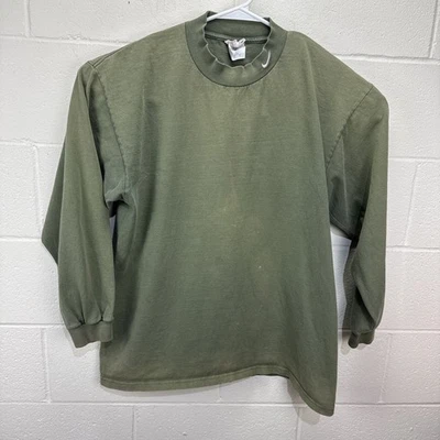 Vintage 90s Nike Mens Green Mock Neck Long Sleeve Shirt XL Made In USA Thrashed - Image 1 of 4