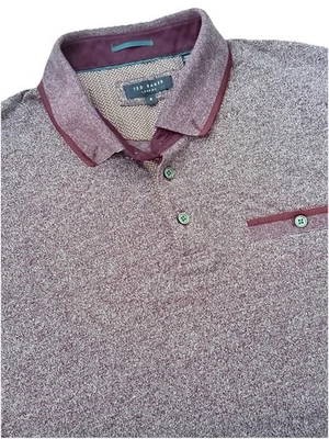 Ted Baker London Polo Shirt Size 6 Large Maroon Red Heather  - Image 1 of 4