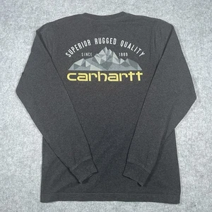 Carhartt Workwear T Shirt Men’s Size Small Grey Big Graphic Long Sleeve Workwear - Picture 1 of 13