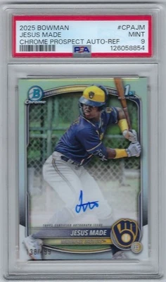 JESUS MADE 2025 Bowman Chrome Prospect Auto Refractor /499 PSA 9 - Image 1 of 2