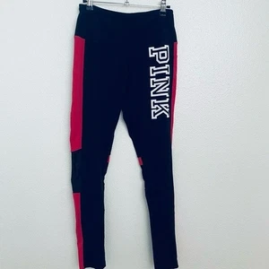 PINK Victoria's Secret Black yoga Leggings with Red Accents - Picture 1 of 10