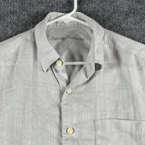 Tommy Bahama Hemd Herren Large grau 100% Leinen Kurzarm Camp Knopfleiste - Bild 1 von 10