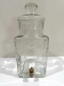 Dispensador de bebidas de vidrio pesado vintage con boquilla de latón transparente de 1,32 galones - Imagen 1 de 13