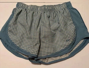 Nike Dri-FIT Damen Tempo Laufshorts blau Gingham kariert - Größe Large neu ohne Etikett - Bild 1 von 4