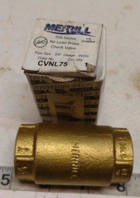 Merrill - CVNL75 - 700 Series - No Lead Brass -3/4" Check Valve - No Spin Poppet - Image 1 of 4