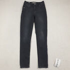 Levis 721 Womens Jeans Size 25w 26l Skinny Stretch High Waisted Black Denim