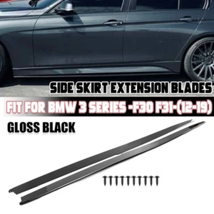 Gloss Black Side Skirt Sill Extension Lip Splitter For BMW F30 3Series 2012-18 - Foto 1 di 10