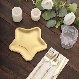 25 MATTE GOLD 7" Star Shaped Paper Salad Dinner PLATES Party Events Decorations - Picture 1 of 8