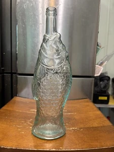 Fish Decanter Design Glass Tinted Green Collectible 13”.4 Tall - Picture 1 of 4