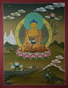 Shakyamuni Buddha /Tomba Tibetan Buddhist Thangka/Thanka Painting from Nepal - Imagen 1 de 9