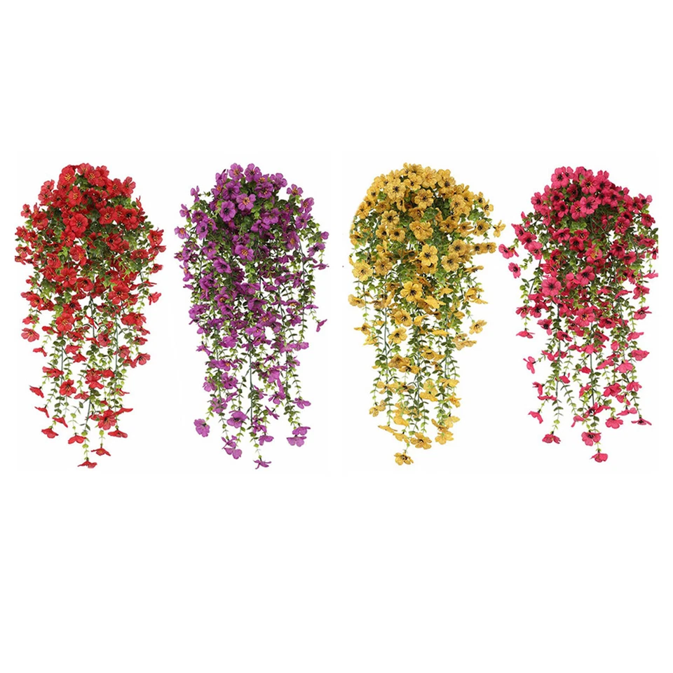 4 Piezas Flores Artificiales, Plantas Colgantes de Plástico para Decoración Colgante de Porche Exterior Foto 1 de 4