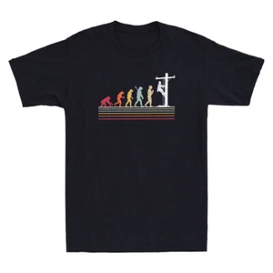 Evolution Of Power Lineman Funny Electric Electrician Gift Vintage Men's T-Shirt - Picture 1 of 8