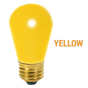 YELLOW CERAMIC Patio String Light Sign Bulb 120V 11W S14 Medium E26 Base 11S14/Y - Picture 1 of 4