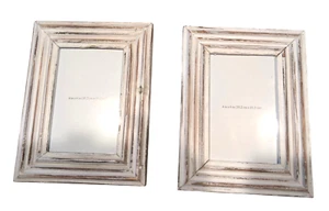 2 Beautiful Distressed White Wash Photo Frames Holds 4x6 Photo Chain Cottagecore - Picture 1 of 6