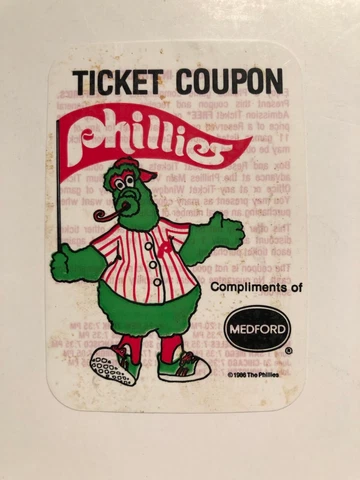 PHILLIE PHANATIC PHILADELPHIA PHILLIES VINTAGE 1988 MEDFORD TICKET COUPON Cover