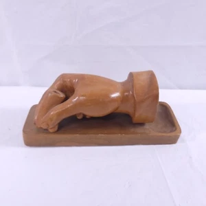 Hand Carved Hand Pen Holder Desktop Organizer Vintage - Picture 1 of 8