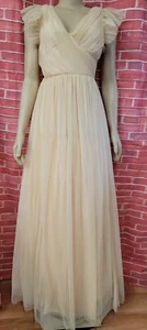 ASOS BRIDESMAID SOFT PEACH TULLE MAXI DRESS SIZE 2 #CB5 - Picture 1 of 12