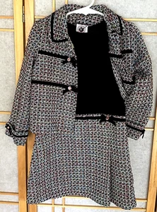 GOOD LAD Toddler Girls Dress & Coat Two Piece 4T Black Velvet Multicolor Tweed - Picture 1 of 13