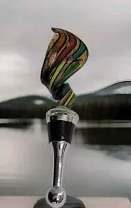MULTI GLASS COLORED SWIRL SHAPED WINE STOPPER - Picture 1 of 3