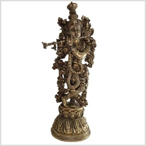 Krishna - Gott der Liebe Messing 51cm 8kg Rama Shiva Ganesha Shiva *HANDARBEIT* - Picture 1 of 4