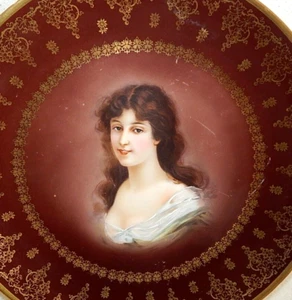 Royal Vienna Style Hand Painted Signed Portrait Cabinet Plate 11" MZ Hand Paint - Picture 1 of 6