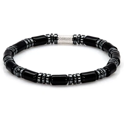 Perlenarmband Black Achat Perlen 6mm 925 Sterling Silber - Bild 1 von 4