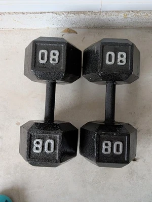 Iron 80 Lb Dumbbell Set 160lbs Total Weight Set - Image 1 of 2