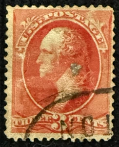 1887 US 3c Washington Stamp Used F/VF, SC#214 (CV $50) - Picture 1 of 2