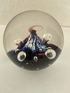 Caithness Glas Moonflower Briefbeschwerer Colin Terris 1970, blau/schwarz weiß - Bild 1 von 10