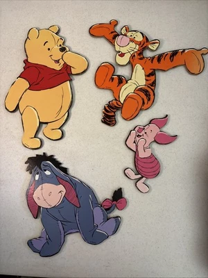 VTG WINNIE THE POOH WALL DECOR SET Pressboard Piglet Tigger Pooh Eeyore Nursery - Image 1 of 4