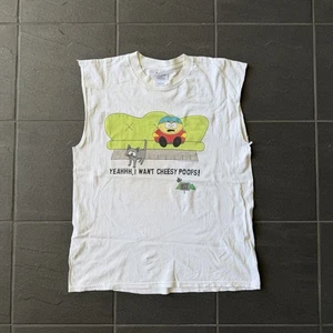 Vintage 1997 South Park Cartman Cheesy Poofs Sleeveless Tee White Men’s L - Picture 1 of 14