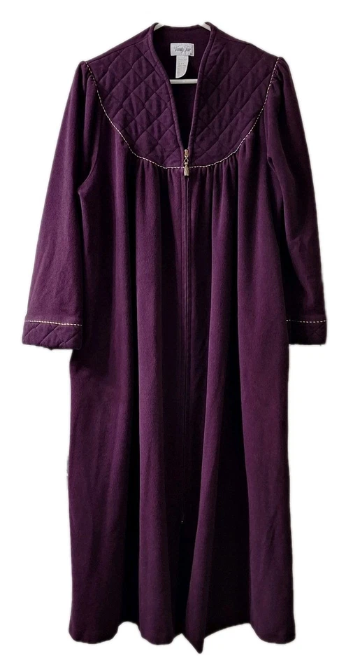 Vtg VANITY Fair Long Robe Nightgown Housedress Medium Purple Full Zip Quilted  - Image 1 of 4