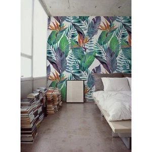 Bird of paradise floral Tropical mural Removable wallpaper Self adhesive decor - Picture 1 of 10