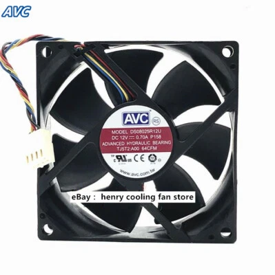 AVC Fan DS08025R12U DC12V 0.7A 80*80*25MM 4pin For CPU /Case/ Server Cooling Fan - Image 1 of 4