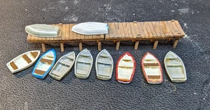 Z Scale Boat Dock Set with 10 Boats and 2 Docks - Picture 1 of 3