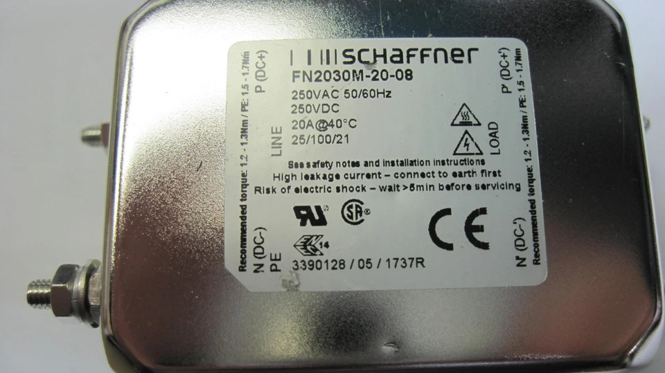 FILTRO LÍNEA ELÉCTRICA SCHAFFNER FN2030M-20-08 Foto 1 de 1