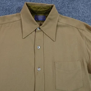 Vintage Pendleton Lodge Shirt M Brown Virgin Wool Tweed Long Sleeve Button 12494 - Picture 1 of 9