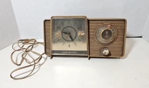 Vintage General Electric GE C-409E Tube Alarm Clock Radio Beige READ - Picture 1 of 5