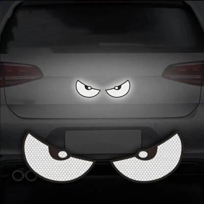 Calcomanía adhesiva de PVC troquelada altamente reflectante EVIL EYE (1 par - blanca) 4" x 2" Foto 1 de 2