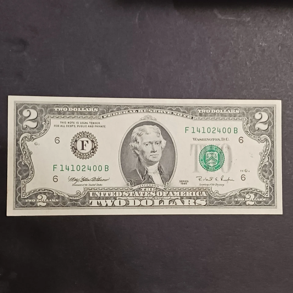 UNC Series 1995 $2.00 Bill Federal Reserve Note 2 Dollars - Image 1 of 4