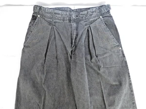 Vintage 80s Levis SilverTab Jeans Baggy Taper High Waist Pleat Demin 31x32 Black - Picture 1 of 14