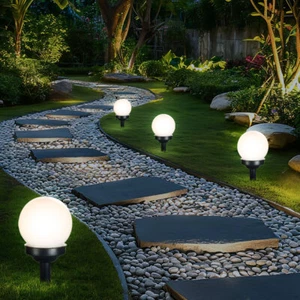 Außenleuchte Solarlampe Kugelleuchte Stecklampe LED Erdspieß weiß Garten Hof 4x - Bild 1 von 12