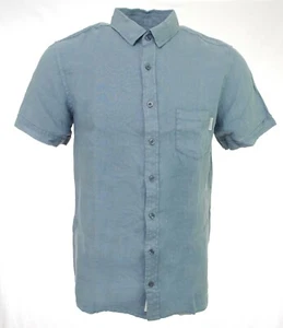 Harris Wilson Short Sleeve Linen Shirt For Men With Chest Pocket Steel Blue EFE - Picture 1 of 10