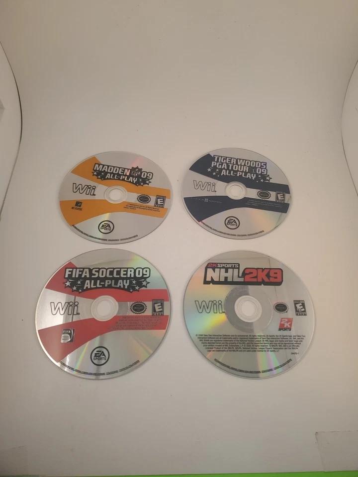 Lot of 4 Wii Disc Only Sports Games. Madden09,fifa09,tiger09 AND Nhl2k9 - Image 1 of 4