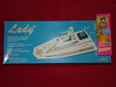 Vintage Graupner Kyosho, KRICK 1/6 LADY RC JET SKI & SKIPPER BARBIE Puppe RC Boot - Bild 1 von 4