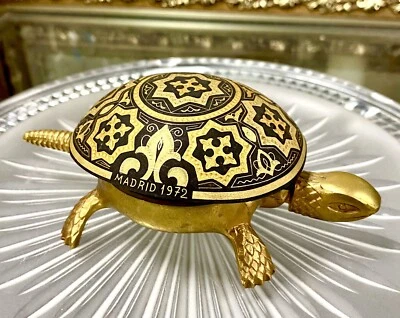 Tortue Cloche De Table Hôtel Vintage BOJ Eibar En Laiton Espagne Toledo - Photo 1/4