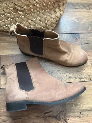 TOPSHOP желтовато-коричневый нубук кожаный плоский Chelsea ботильоны размер 5 - Изображение 1 из 4