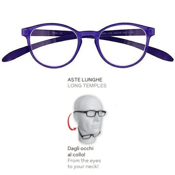 Occhiali da vista lettura donna gatto aste lunghe girocollo 1 1.5 2 2.5 3 3.5 - Immagine 1 di 1