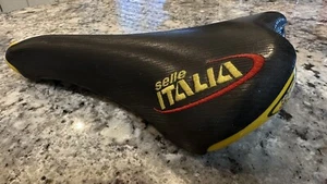1999 Selle Italia Turbomatic 3 Black Leather Manganese Rail Saddle,Used Vintage - Picture 1 of 17